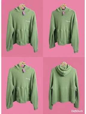 Standard Cloth Cozy Green Knit Hoodie Sweatshirt - DeftDuck Curated